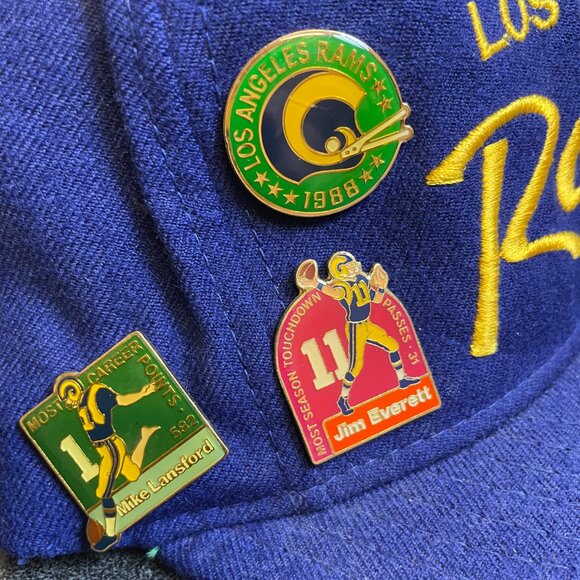 80's Script Los Angeles Rams Baseball Cap Hat Sports Specialties Wool LA 6 Pins - Picture 2 of 6